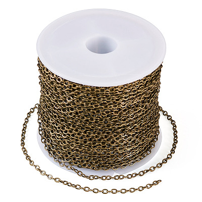 Brass Coated Iron Flat Cable Chains CH-TAC0007-02AB-1