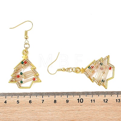 Brass Glass Dangle Earrings for Women EJEW-TA00825-1