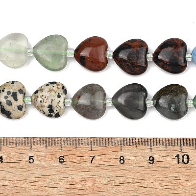 Gradient Color Natural African Bloodstone & Dalmatian Jasper & Mahogany Obsidian & Dyed White Jade & Fluorite Beads Strands G-B185-A12-1
