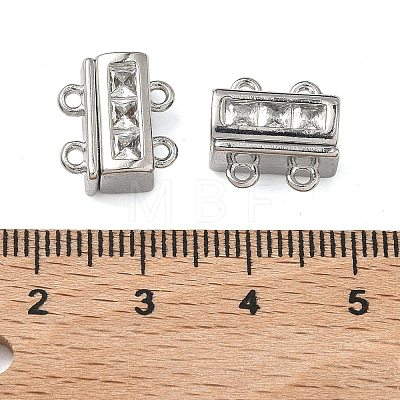 Brass Micro Pave Clear Cubic Zirconia Magnetic Clasps KK-C066-17P-1