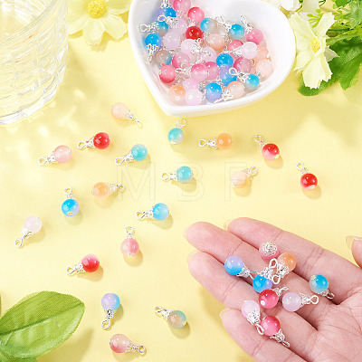 60Pcs 6 Colors Glass Pendants PALLOY-TAC0301-1