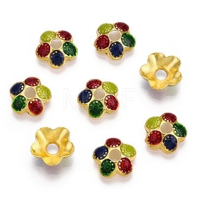 5-Petal Alloy Enamel Bead Caps X1-ENAM-TAC0023-02-1