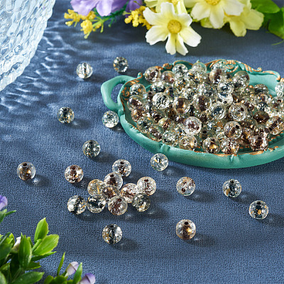 100Pcs Crackle Transparent Glass Beads Strands GLAA-TA0004-11C-1