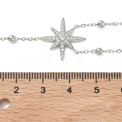 304 Stainless Steel Micro Pave Clear Star Pendant Long Tassel Y Necklaces for Women NJEW-C119-02P-1