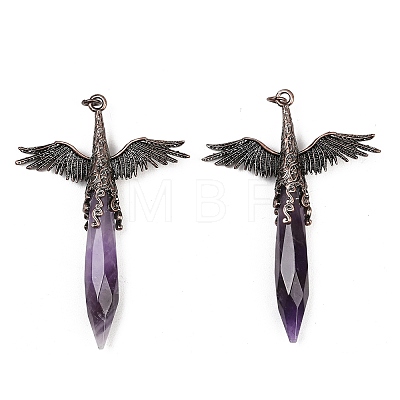 Natural Amethyst Faceted Pointed Bullet Shaped Big Pendants G-T145-01R-06-1
