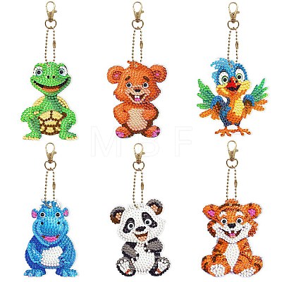 Animal DIY Diamond Painting Keychain Kits DIAM-PW0010-67I-1