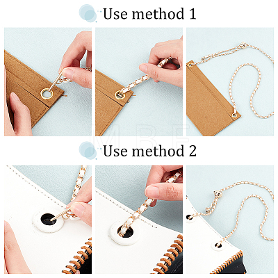 Braided PU Leather & Iron Chain Bag Handles FIND-WH0143-21KCG-02-1
