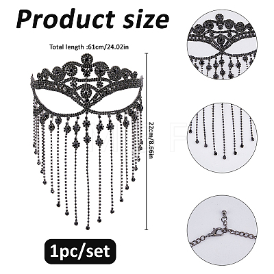 1Pc Alloy Rhinestone Tassel Masquerade Masks AJEW-FH0009-04B-1