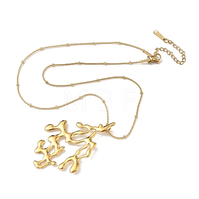 304 Stainless Steel Coral Shaped Pendant Necklaces for Women NJEW-L467-04G-1