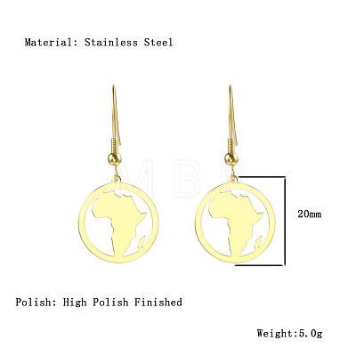 African Map Shape Dangle Earrings DG1061-3-1