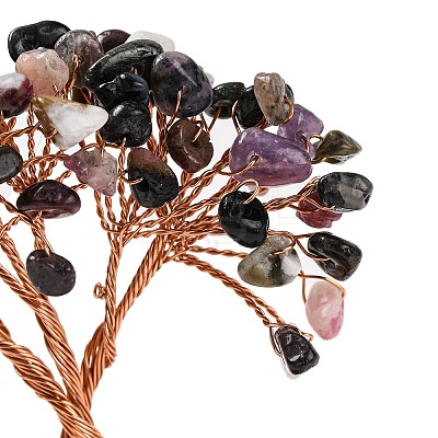 Natural Tourmaline Chips Tree Decorations DJEW-M012-02H-1