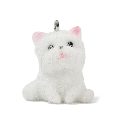 Animal Theme Flocky Opaque Resin Pendants RESI-H042-01P-05-1