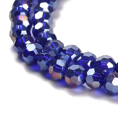Faceted(32 Facets) Electroplate Glass Beads Strands X-EGLA-R016-4m-1-1
