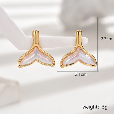 Vintage Stainless Steel Mermaid Tail Stud Earrings for Women ZJ7502-1