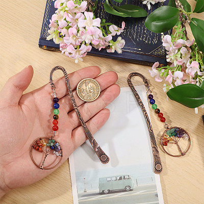 2Pcs Tibetan Style Alloy Hook Bookmarks AJEW-GL0003-51-1