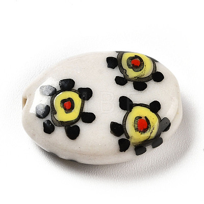 Handmade Printed Porcelain Beads PORC-F005-01D-1