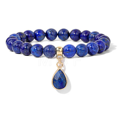 Synthetic Lapis Lazuli Beaded Stretch Bracelets PW-WGB60EB-10-1-1