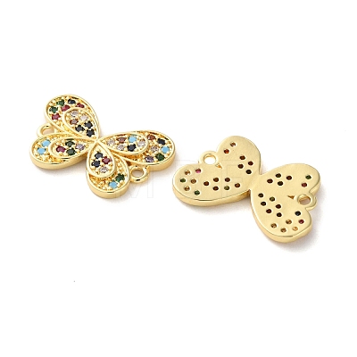 Rack Plating Brass Cubic Zirconia Butterfly Connector Charms KK-C084-31A-G02-1