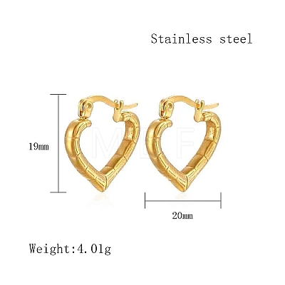 Heart 304 Stainless Steel Hoop Earrings for Women EF5965-1-1