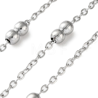 304 Stainless Steel Cable Chains with Beads CHS-F020-10P-1