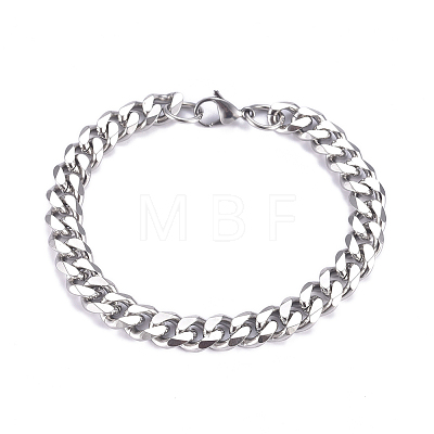 Men's 667 Stainless Steel Cuban Link Chain Bracelets BJEW-G631-13P-1-1