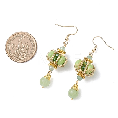 Lantern 304 Stainless Steel Synthetic Imperial Jasper Dangle Earrings EJEW-MZ00609-1