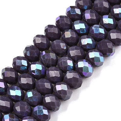 Electroplate Opaque Solid Color Glass Beads Strands EGLA-A044-P6mm-L11-1