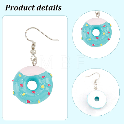 ANATTASOUL 6 Pairs 6 Colors Resin Doughnut Dangle Earrings EJEW-AN0003-27-1