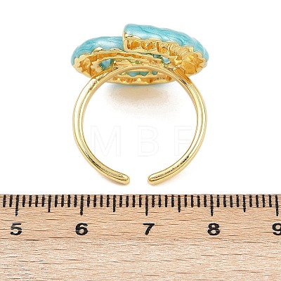 Brass Enamel Adjustable Cuff Rings for Women RJEW-G357-01B-1