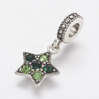 Tibetan Style Alloy Rhinestone European Dangle Charms PALLOY-F202-20-1