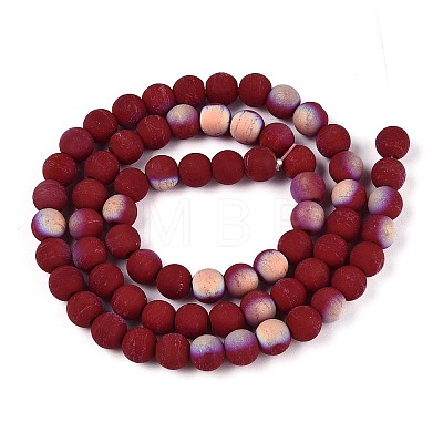 Frosted Opaque Glass Beads Strands GLAA-T032-P6mm-MBB05-1