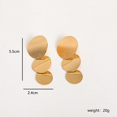 Brushed Round Stainless Steel Dangle Stud Earring XW5128-1-1