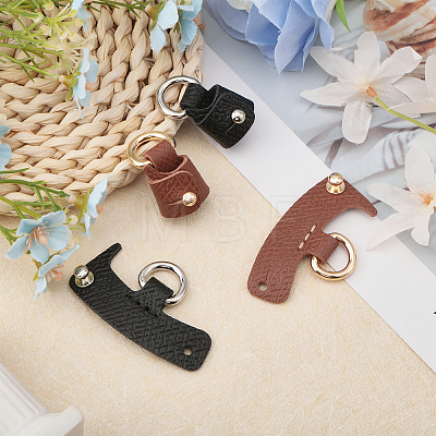 2 Pairs 2 Colors Leather Undamaged Bag D Ring Connector FIND-CA0007-92-1
