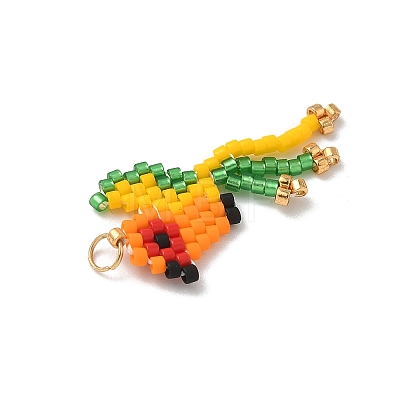 5Pcs 5 Colors Glass Seed Beaded Bird Pendants PALLOY-MZ00920-1