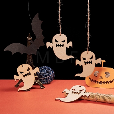 Ghost Shape Halloween Blank Wooden Cutouts Ornaments WOOD-L010-06-1