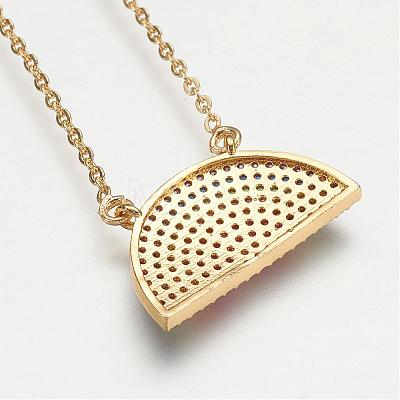 Brass Micro Pave Cubic Zirconia Pendant Necklaces NJEW-J051-19G-1