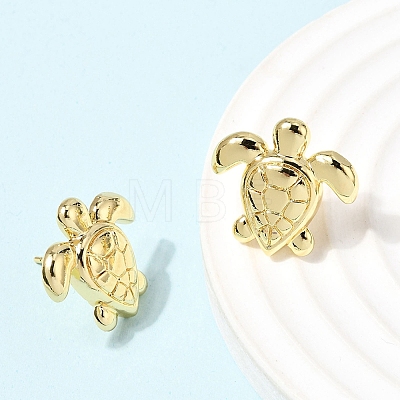 Turtle Brass Stud Earrings EJEW-D352-04G-1