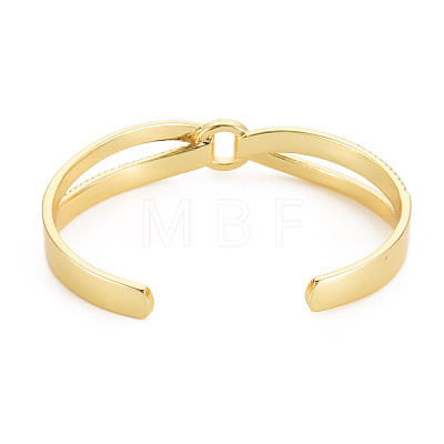 Cubic Zirconia Ring Shape Open Cuff Bangle BJEW-S141-021-1