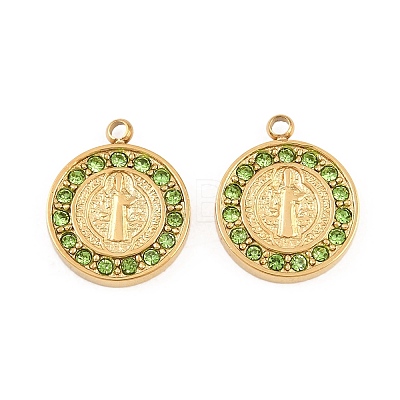 304 Stainless Steel Rhinestone Pendants STAS-Z202-05G-04-1