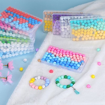 80Pcs 4 Style Round Silicone Focal Beads SIL-SZ0001-22B-1