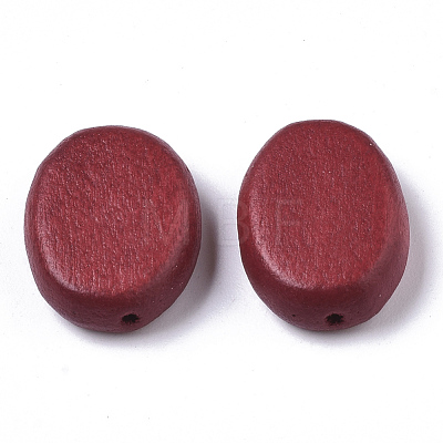 Painted Natural Wood Beads WOOD-R265-06F-1