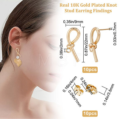 10Pcs Brass Knot Stud Earring Findings KK-BBC0007-79-1
