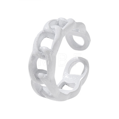 Spray Painted Alloy Oval Curb Chain Cuff Rings for Women WG64013-02-1