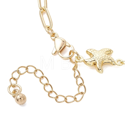 Ocean 304 Stainless Steel Starfish Link Chain and Brass Paperclip Chain Necklaces for Women NJEW-JN05927-1