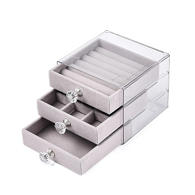 3-Tier PET Plastic Jewelry Storage Drawer Boxes CON-N016-08B-1
