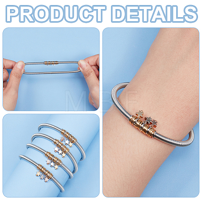 4Pcs Iron Round Chains Stretch Bracelets Set BJEW-BC0001-24-1