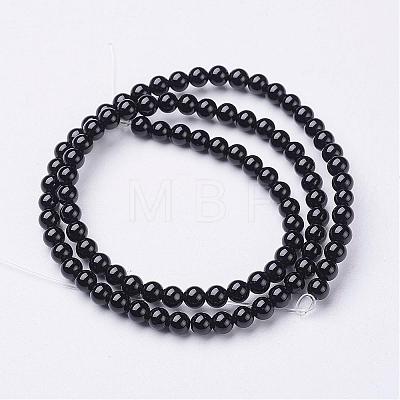 Natural Black Onyx Round Beads Strands GSR18mmC097-1