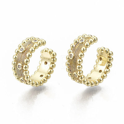 Brass Micro Pave Clear Cubic Zirconia Cuff Earrings EJEW-S201-197G-NF-1