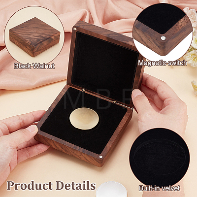 Square Wooden Single Coin Storage Boxes CON-WH0089-55-1