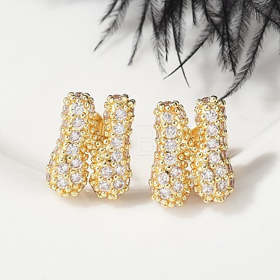 Brass Micro Pave Cubic Zirconia Stud Earrings EJEW-Z091-04G-N-1